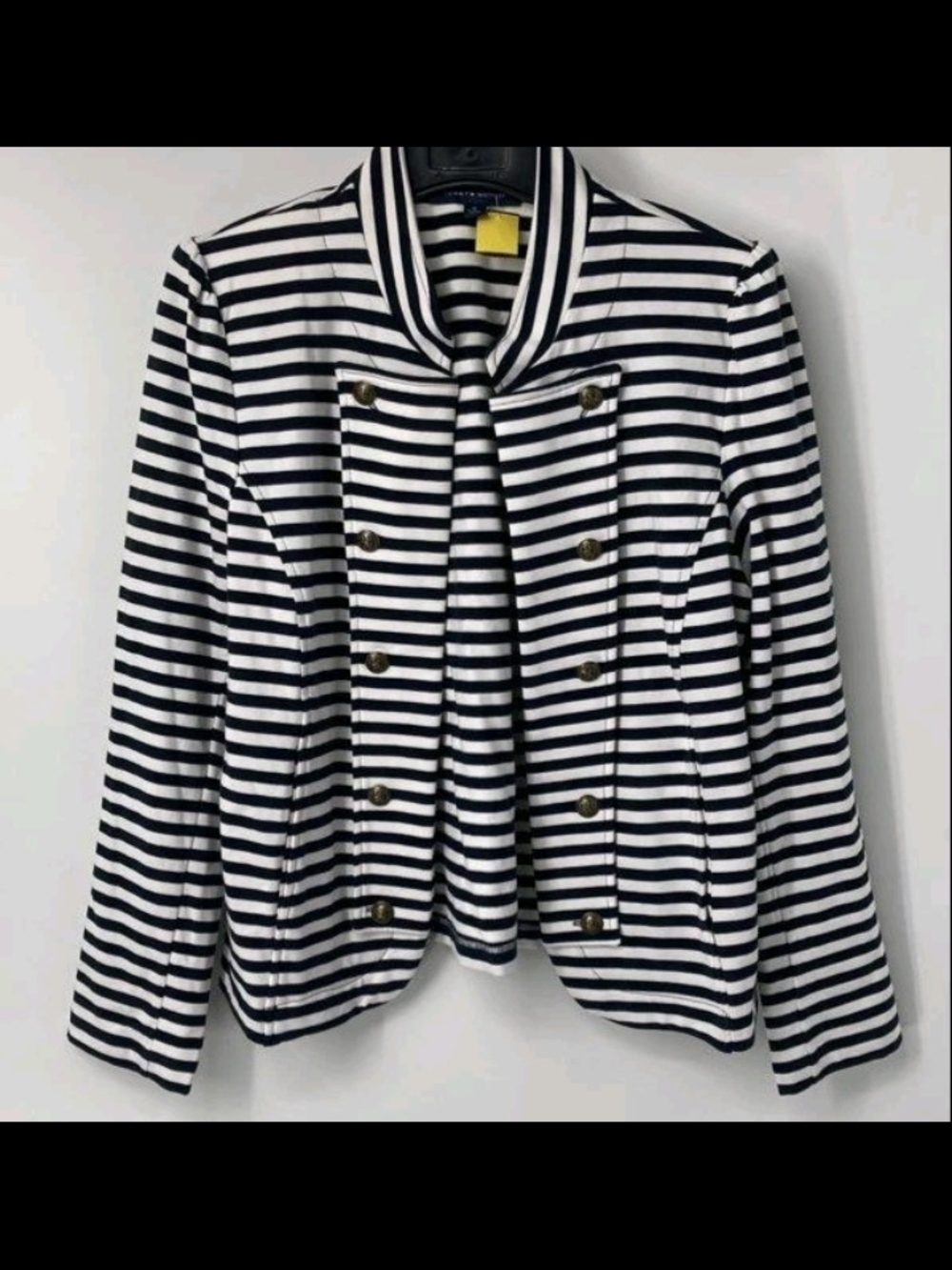 Tommy Hilfiger Black & White Striped Military Band Blazer Women's XL